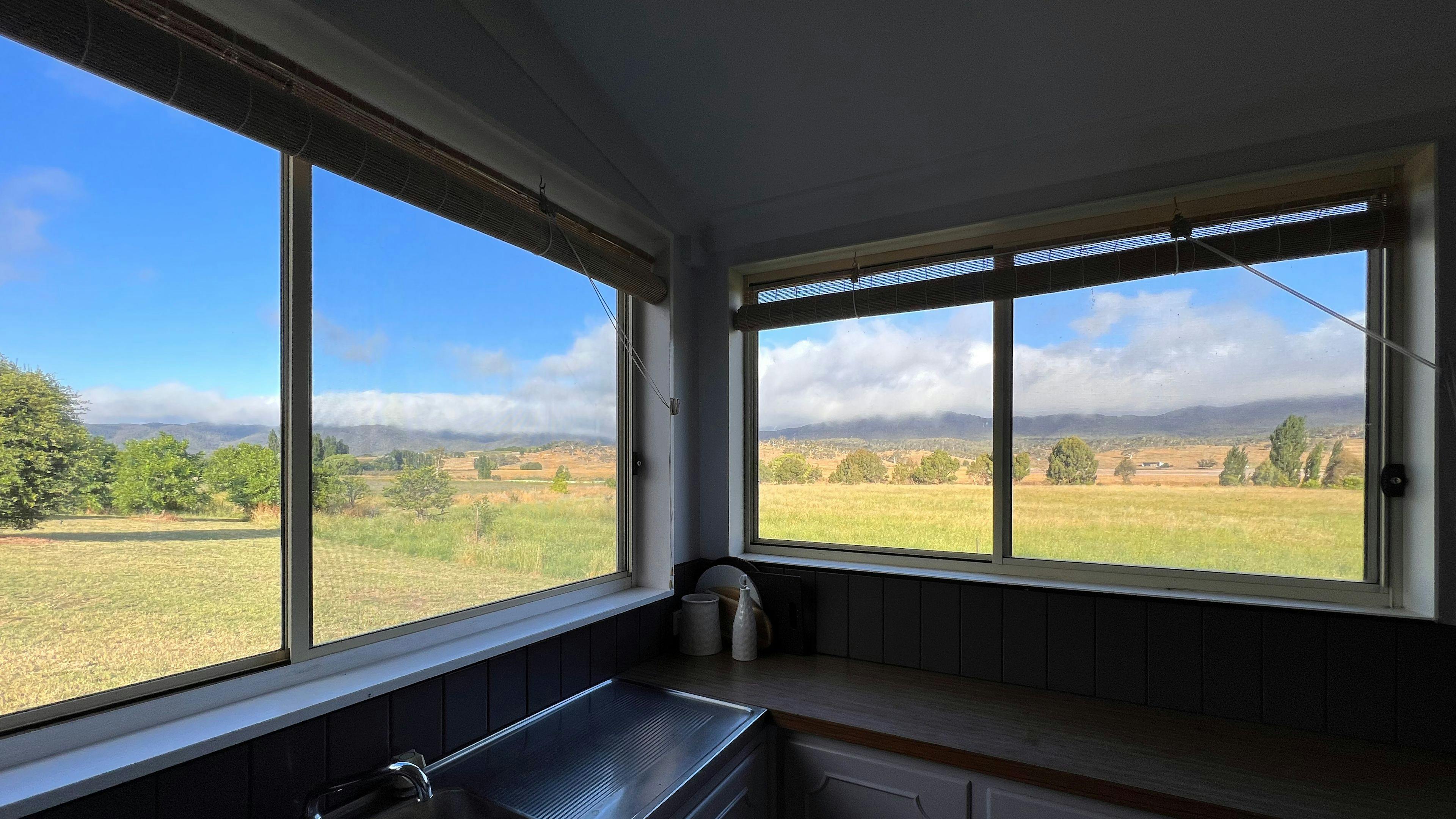 Kitchen views towards the Numeralla River. 