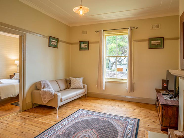 The lounge room at Steele Point Cottage in Sydney Harbour National Park. Photo: John Spencer/OEH
