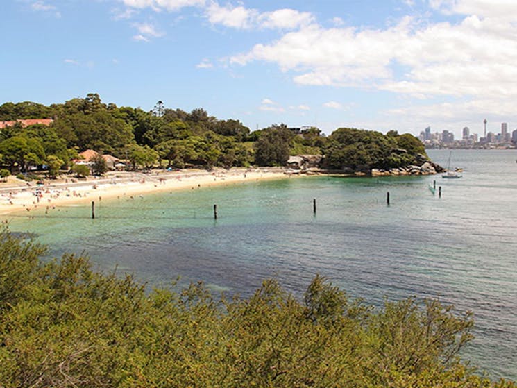 Views from Shakespeares Point towards Shark Beach, Nielsen Park, Sydney Harbour National Park.