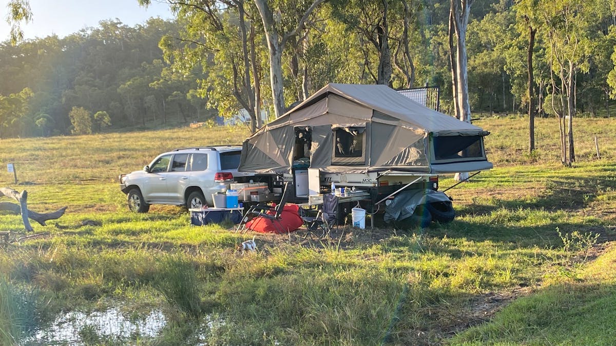 Our set up - tucked right u