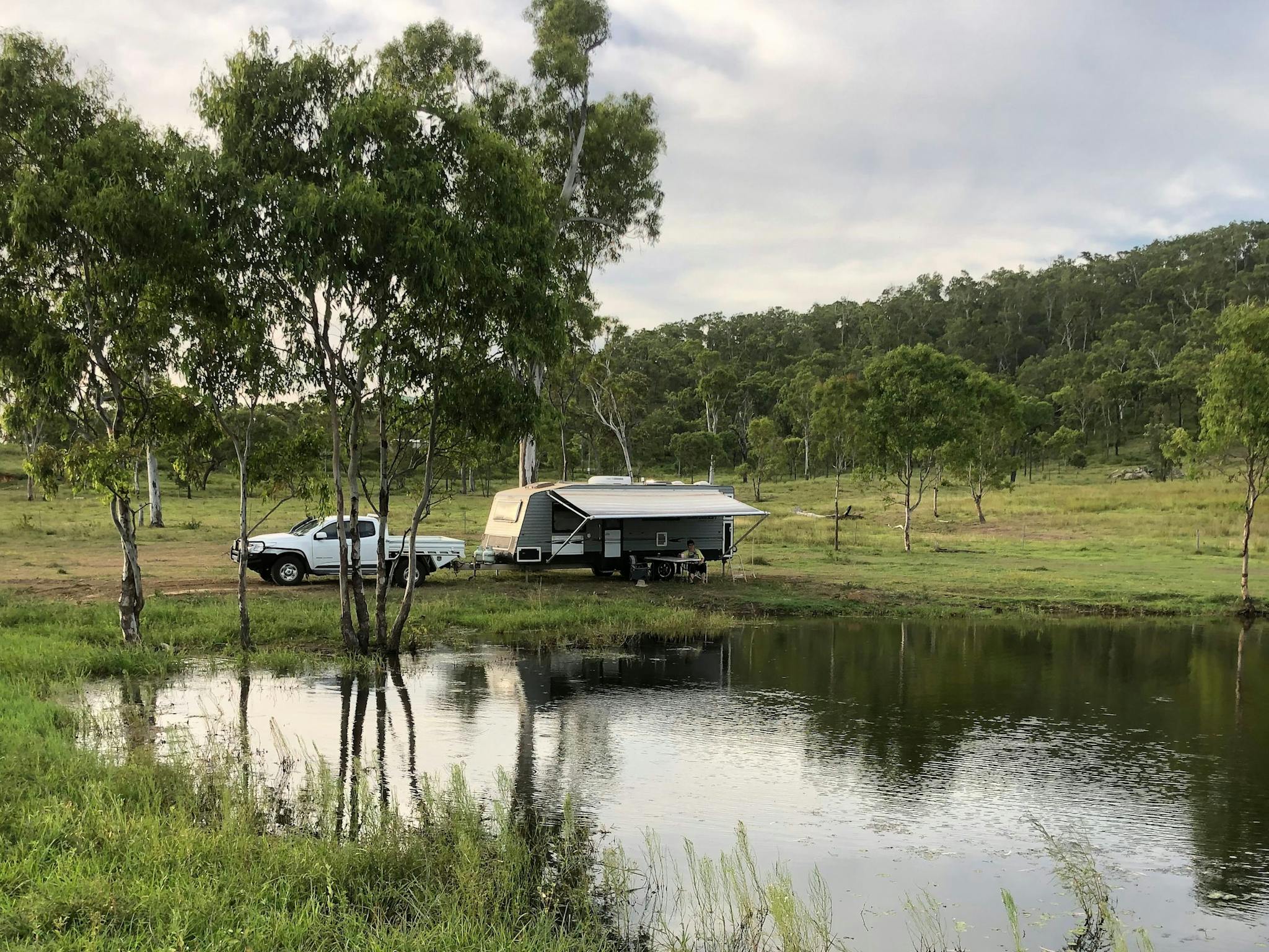 Camp beside the dam Camp beside the dam