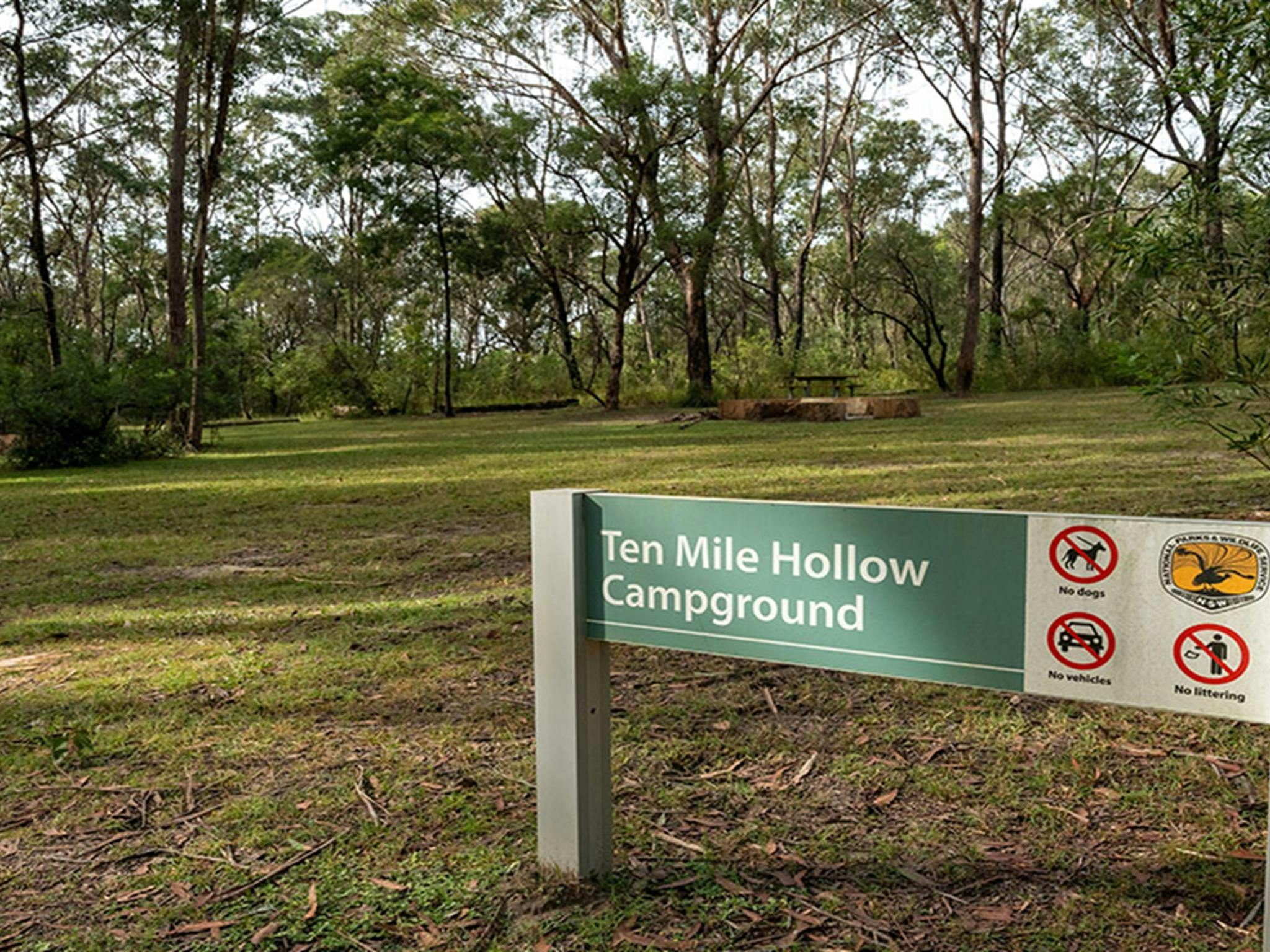 Campground entry sign, Ten Mile Hollow campground. Photo: Allan Chawner &copy; DCCEEW