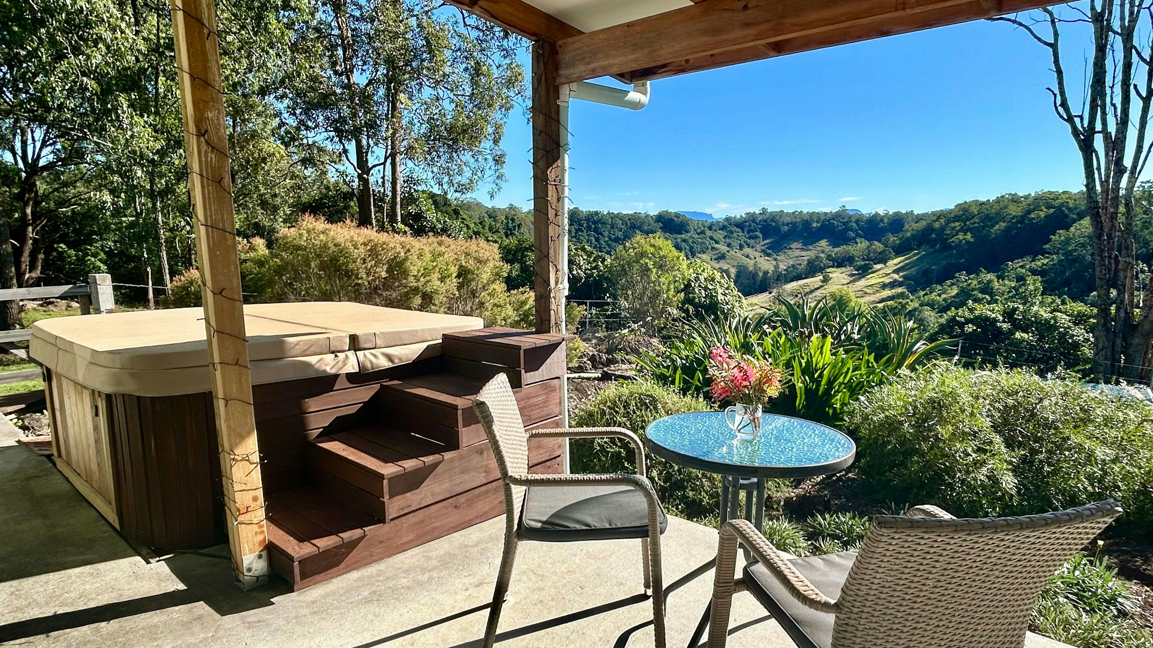 Soak in the hot tub under the stars