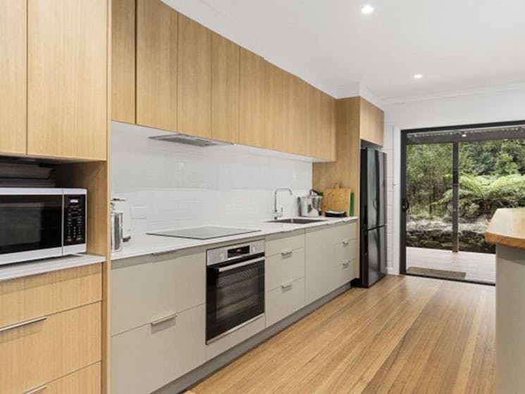 The kitchen in The Residence, New England National Park. Photo: Mitchell Franzi &copy; DPIE