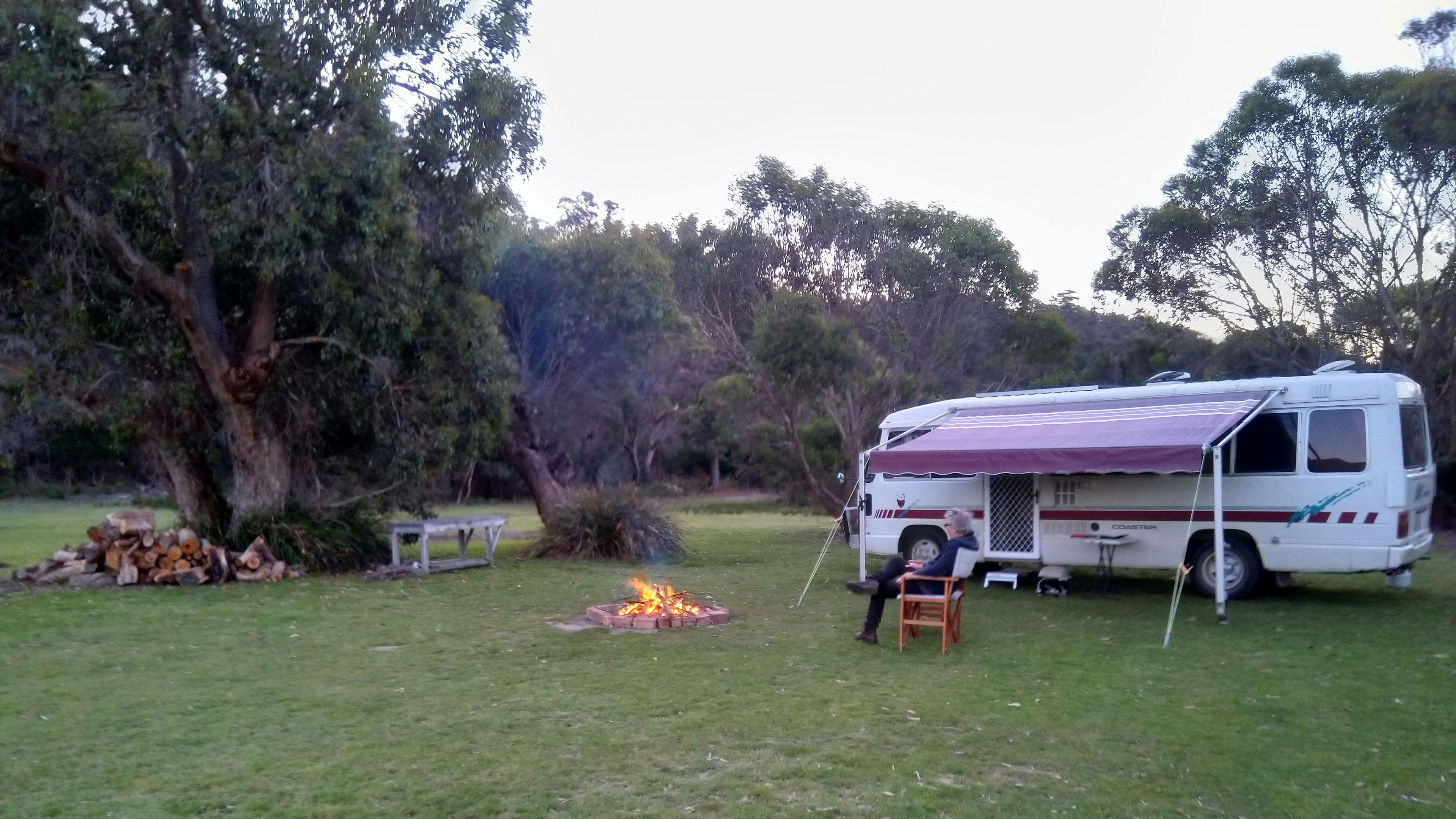 A night in front of the fire...not a sound except for the black cockatoos overhead.
