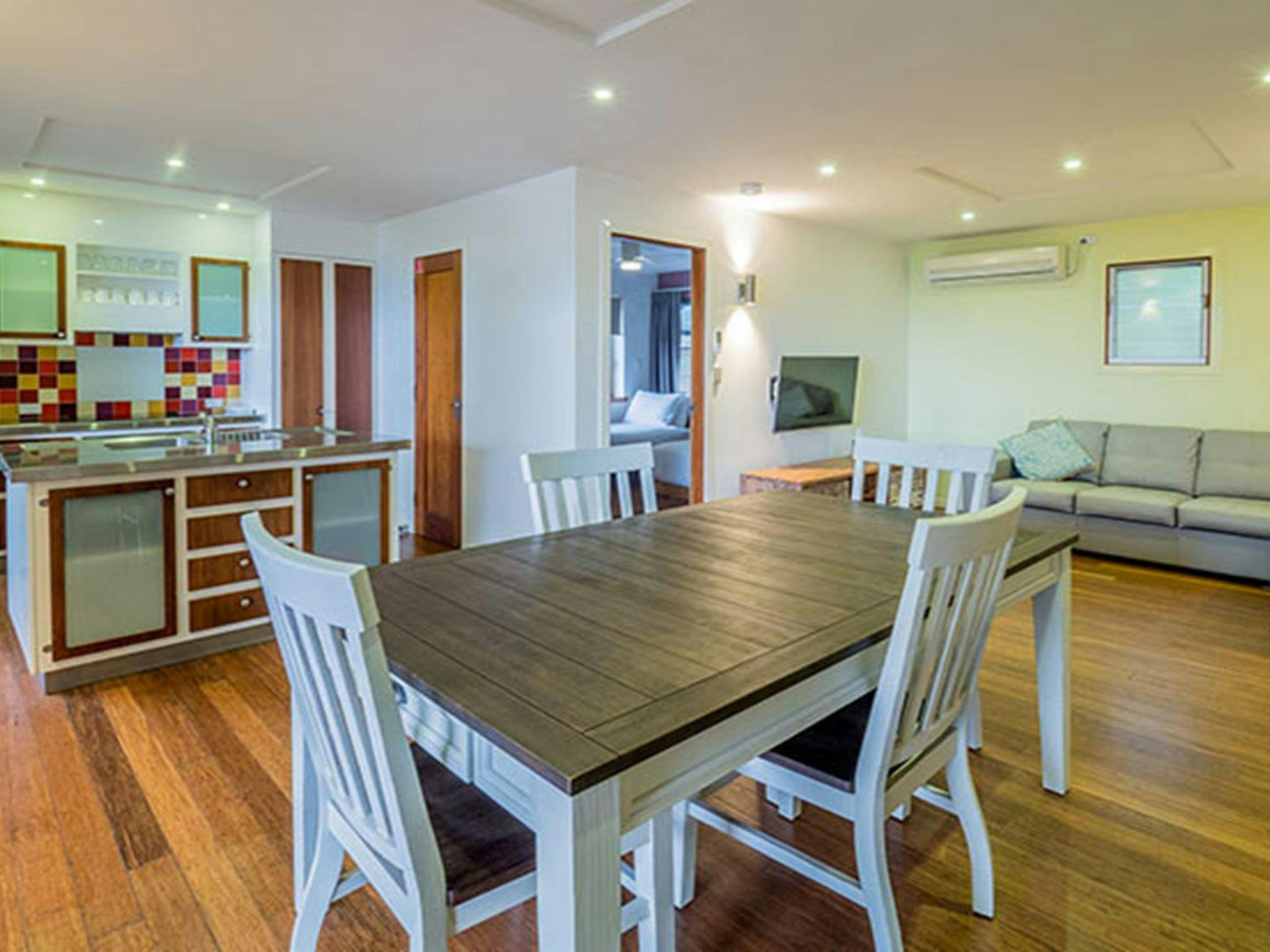 The dining and kitchen area in Thomson Cottage. Photo: Sera Wright/DPIE
