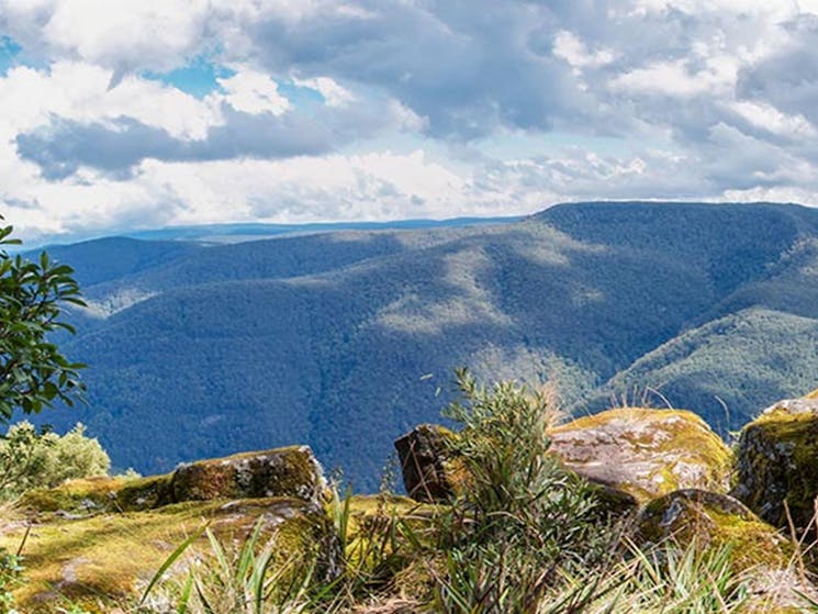 View of mountains and valleys from Thunderbolt's lookout, Barrington Tops National Park. Photo: John