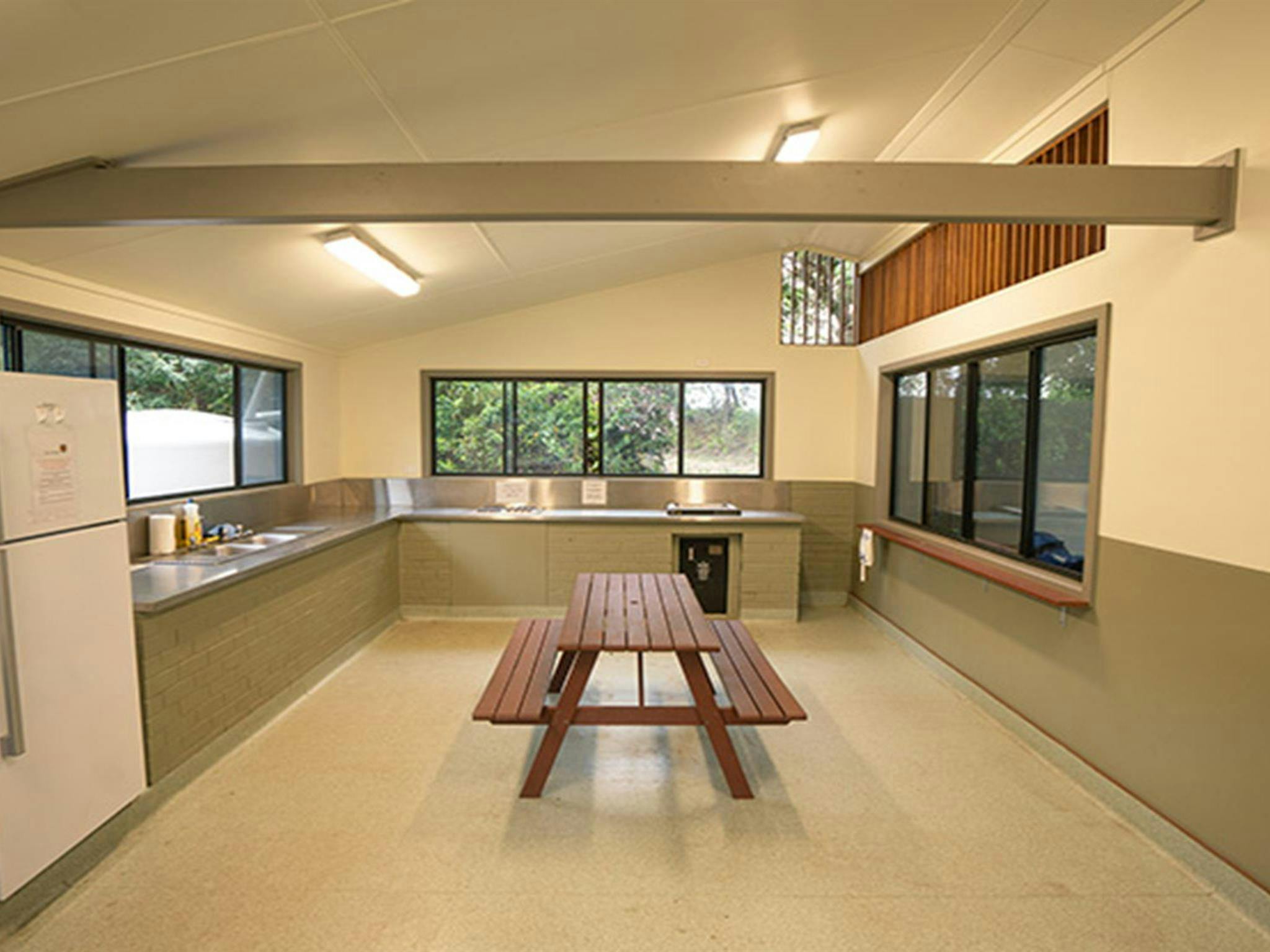 Camp kitchen at Trial Bay Gaol campground, Arakoon National Park. Photo: Rob Mulally/DPIE