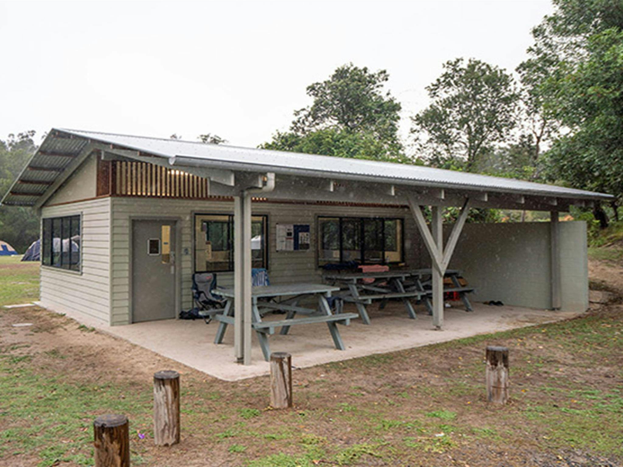 Camp kitchen exterior at Trial Bay Gaol campground, Arakoon National Park. Photo: Rob Mulally/DPIE