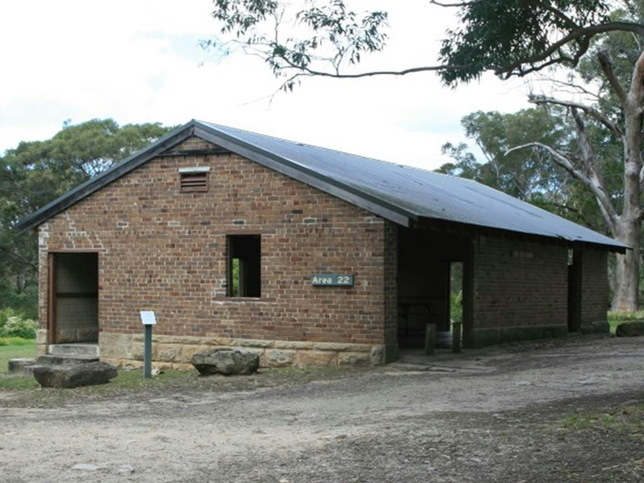 A large enclosed picnic shelter at Tunks Hill picnic area in Lane Cove National Park. Photo: Nathan
