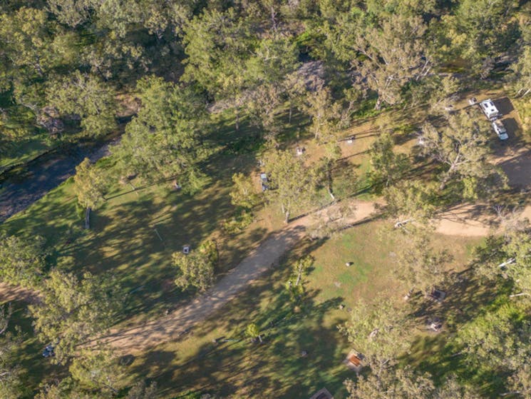 Aerial view of Washpools campground. Credit: John Spencer &copy; DPE