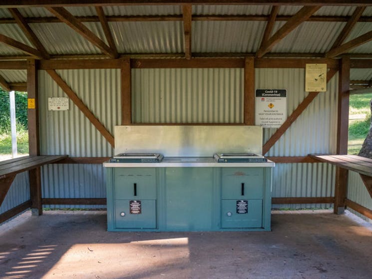Barbecue facilities at Washpools campground. Credit: John Spencer &copy; DPE