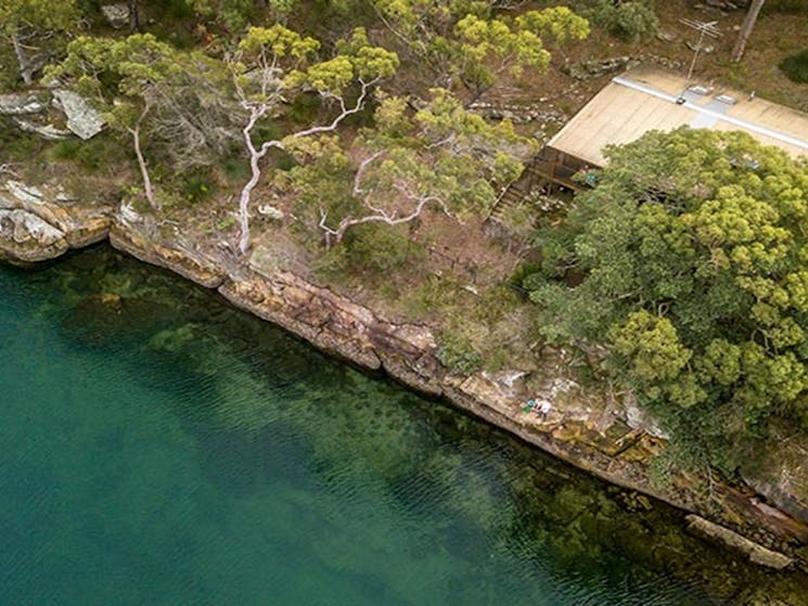 Aerial view of Weemalah Cottage, on Port Hacking riverside, Royal National Park. Photo: John