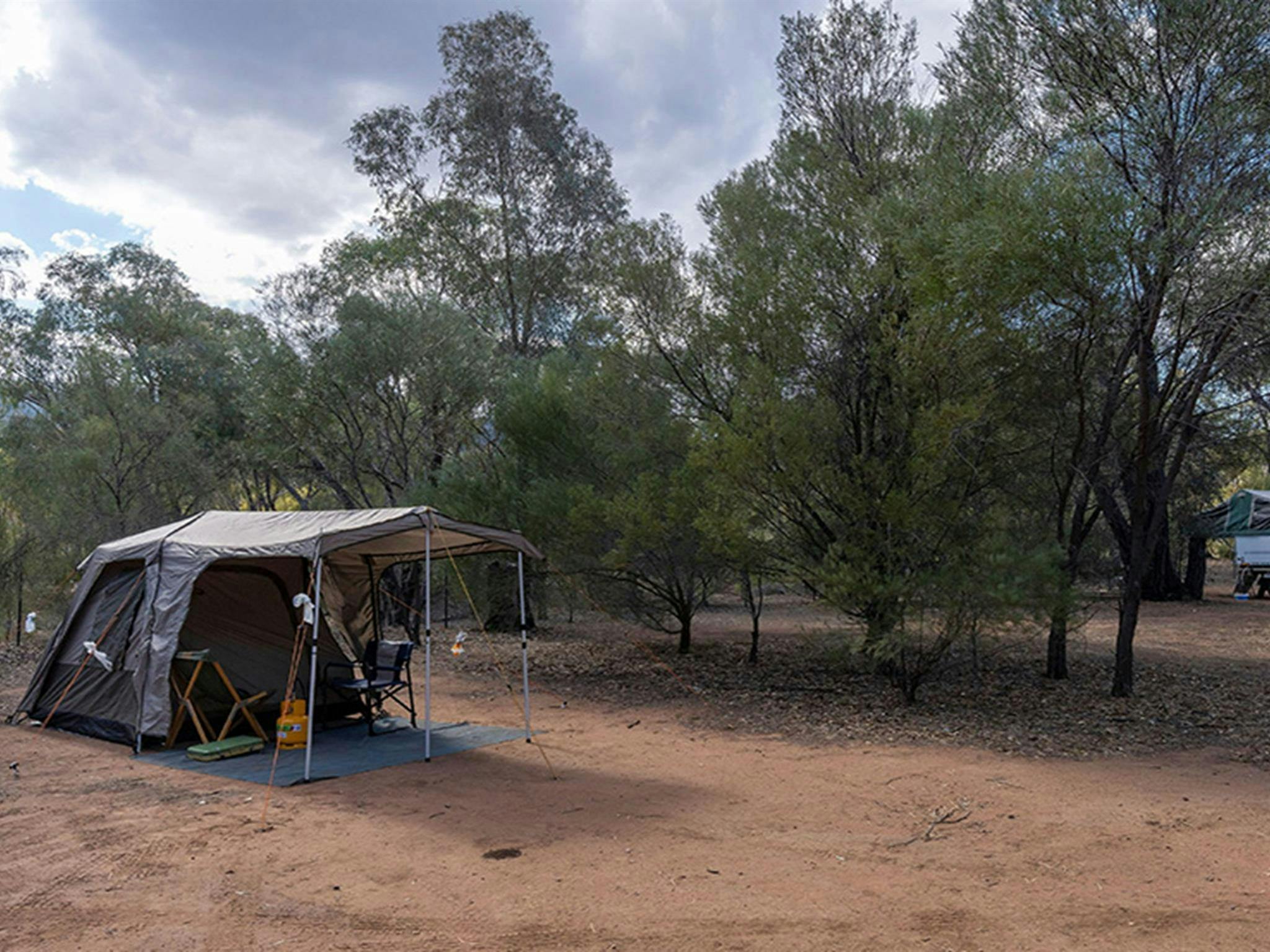 A tent set up at Woolshed Flat campground in Cocoparra National Park. Credit: Jonh Spencer &copy;
