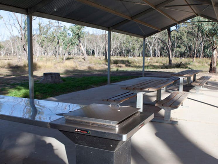 Barbeques in Yanga Woolshed picnic area. Photo: David Finnegan &copy; OEH