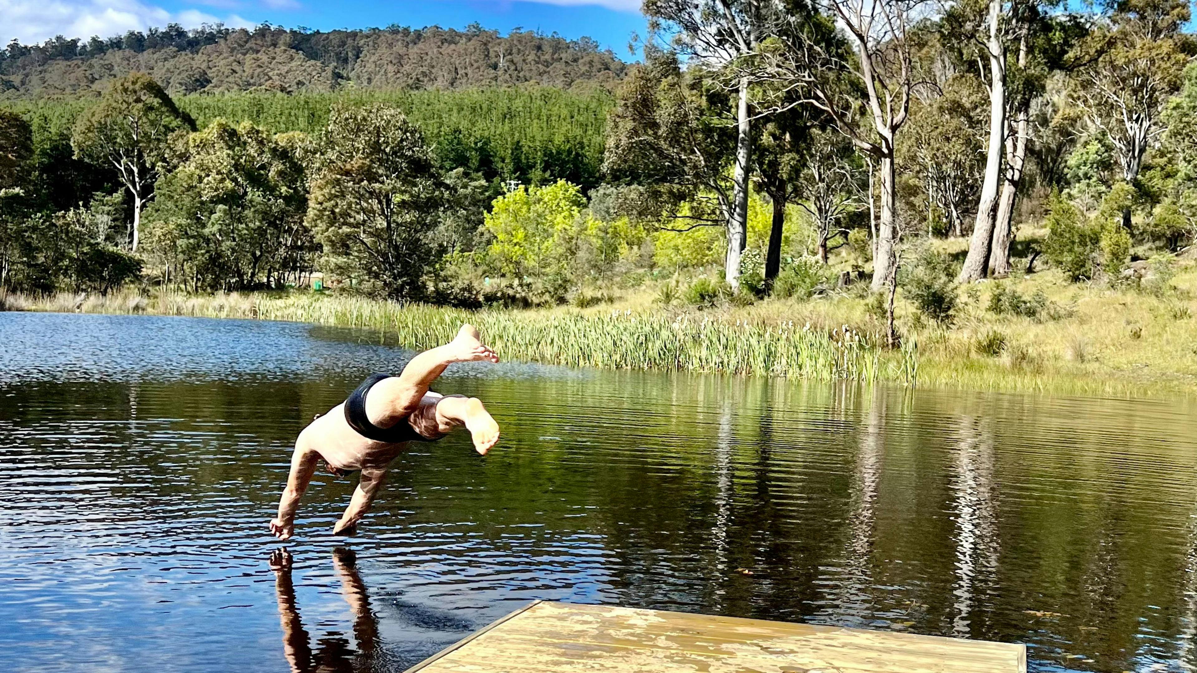 Enjoy a refreshing swim in the lake right near your camp